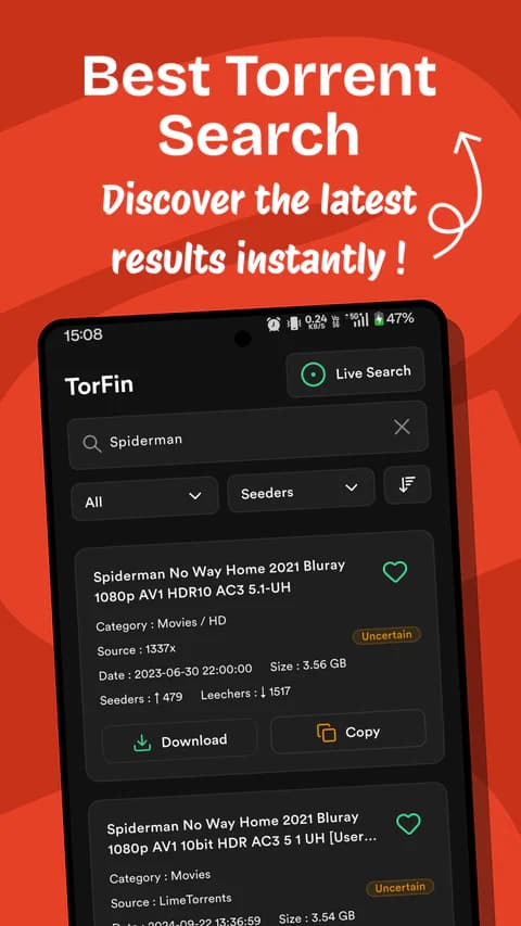 TorFin product screen